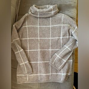 Madewell Beige Windowpane Turtleneck Sweater